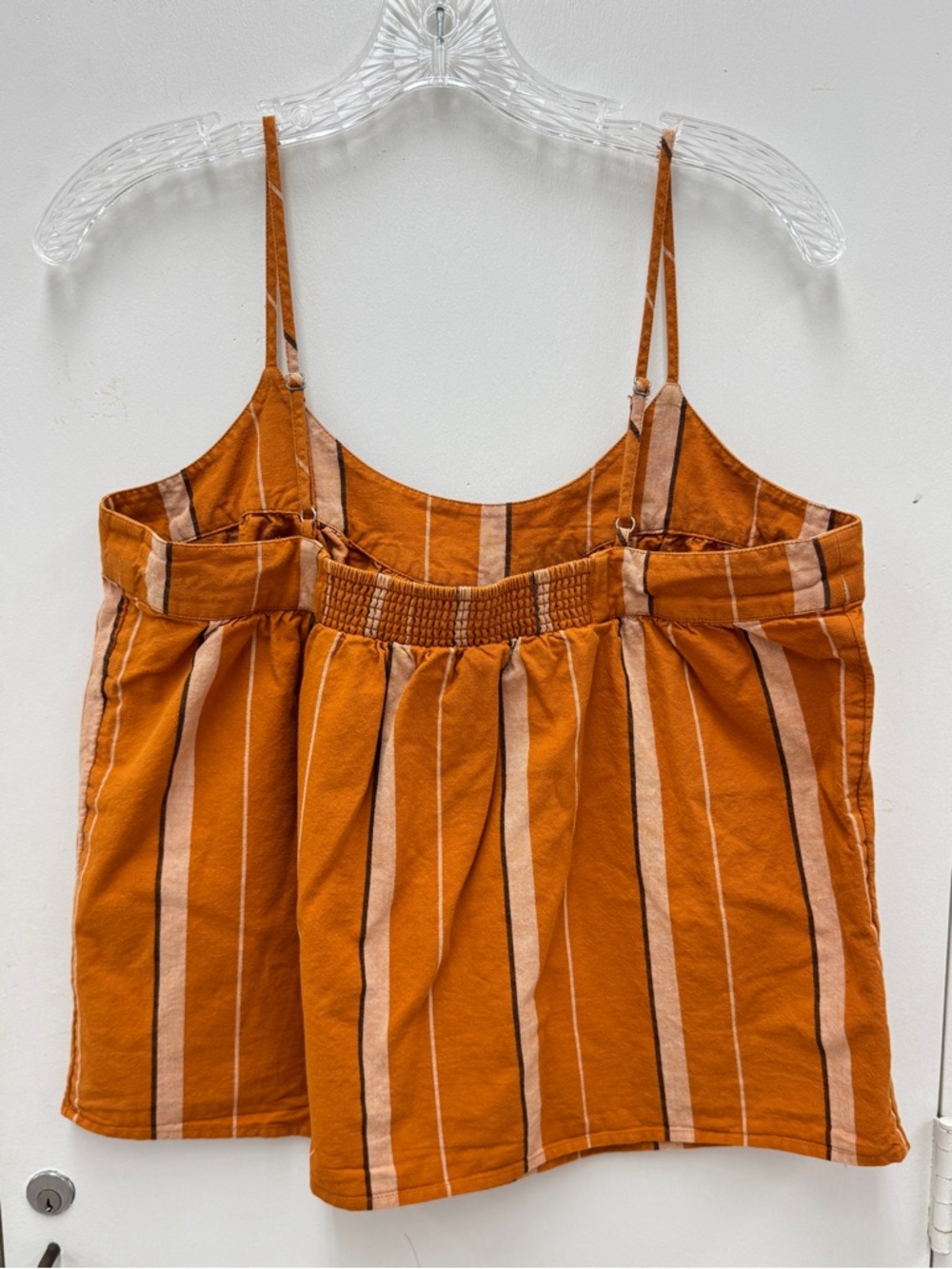 Lucky Brand Women’s 100% Cotton Burnt Orange Striped Adjustable Tank Top Size M - Picture 7 of 7
